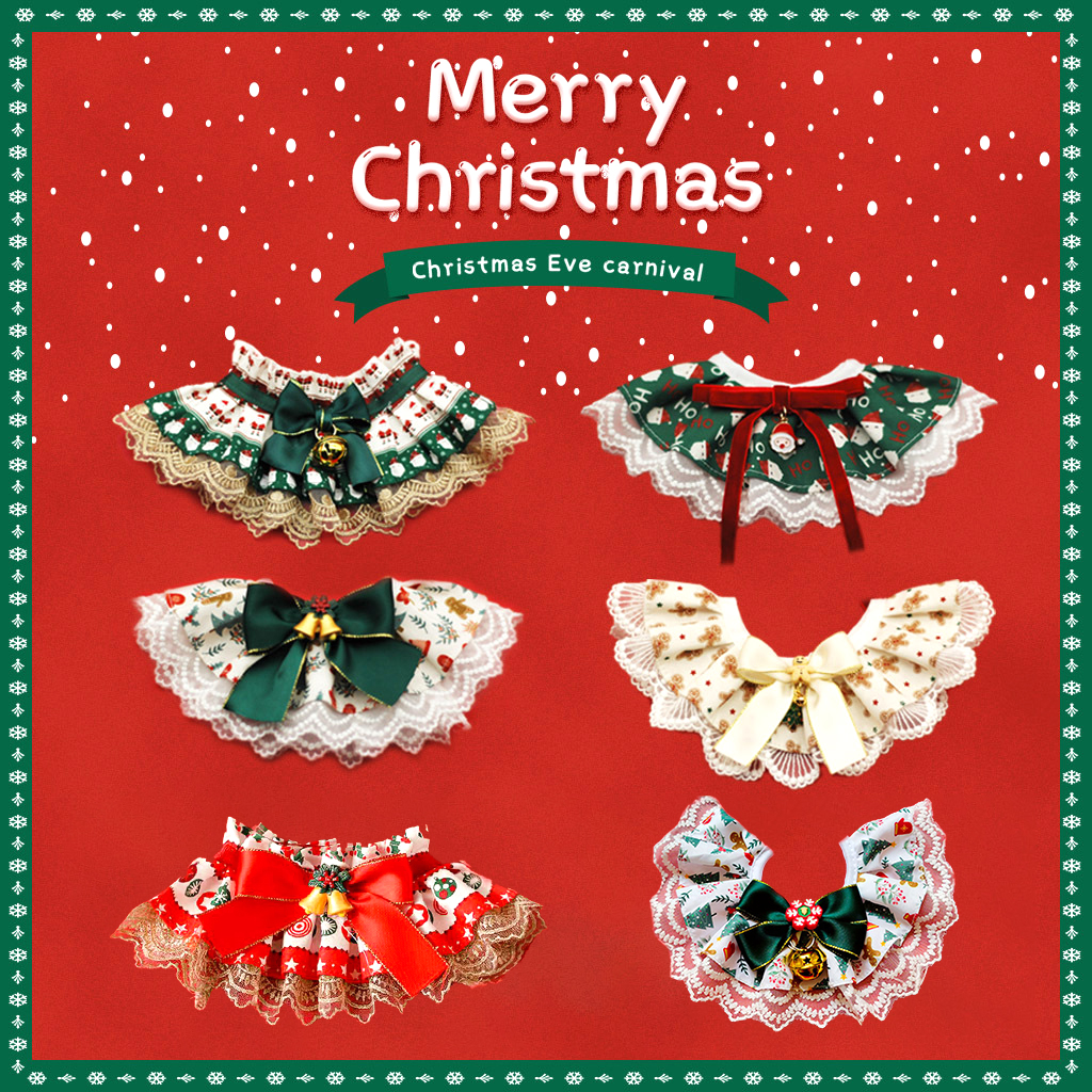 猫咪圣诞蕾丝围脖口水巾圣诞装饰