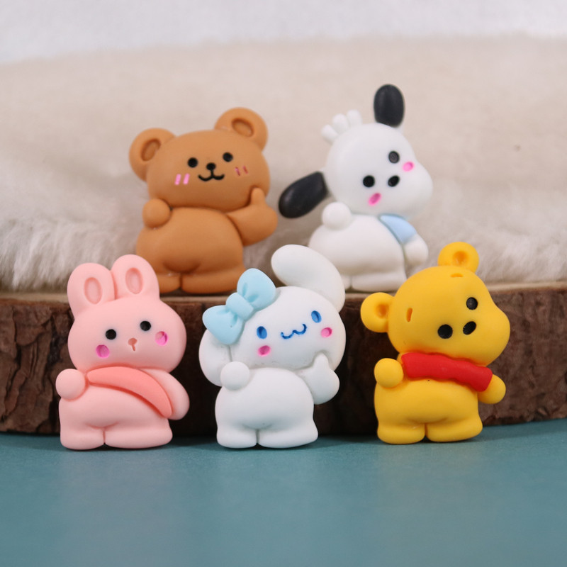 卡通小动物转身回头树脂配件diy奶油胶手机壳材料头饰品发夹辅料