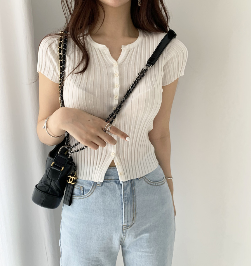 Korean Short Sleeve single breasted cardigan