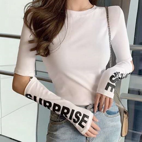 Student's black long sleeve T-shirt for girls