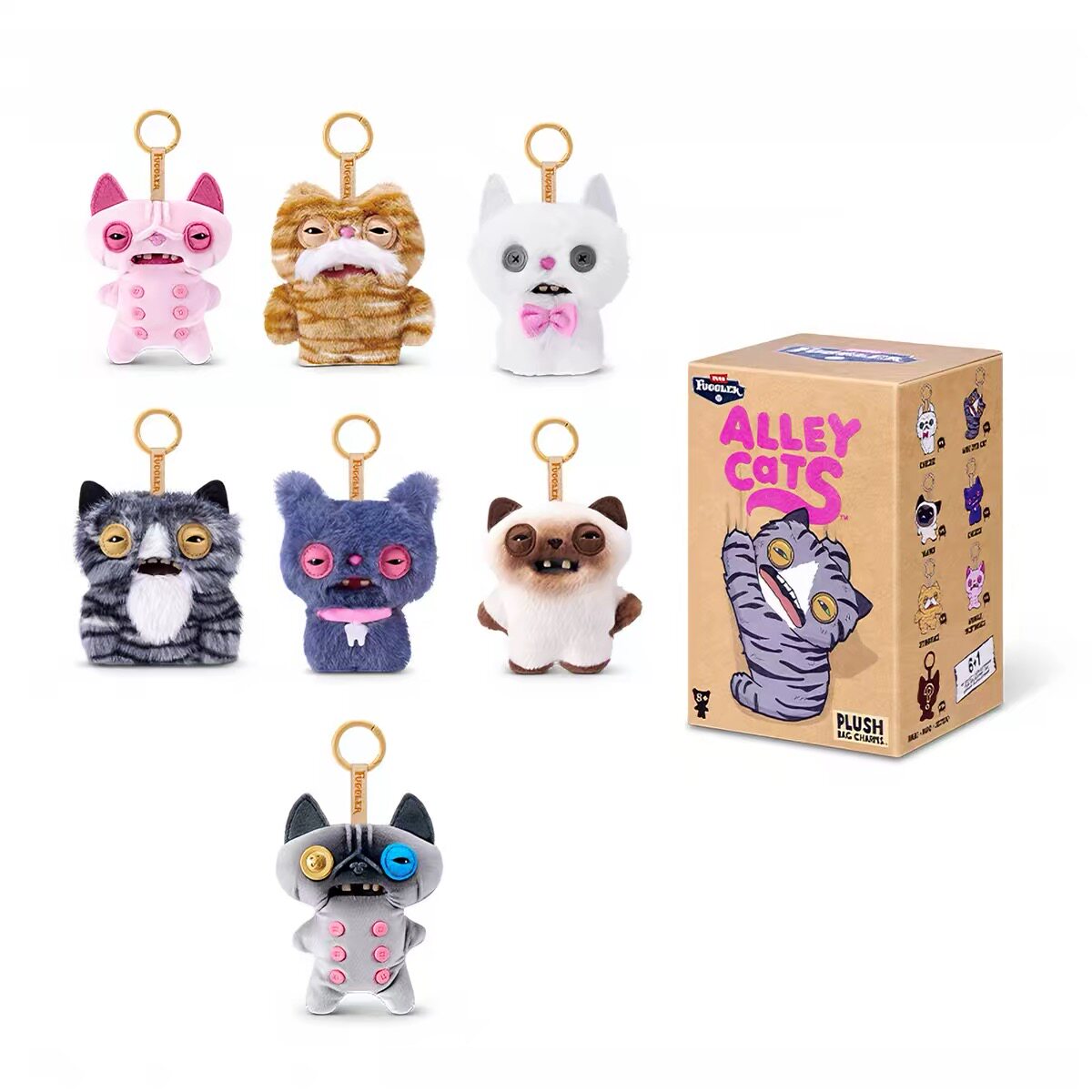 Fuggler正品萌牙怪兽之暗巷夜猫拽萌天团毛绒盲盒挂件牙齿玩偶