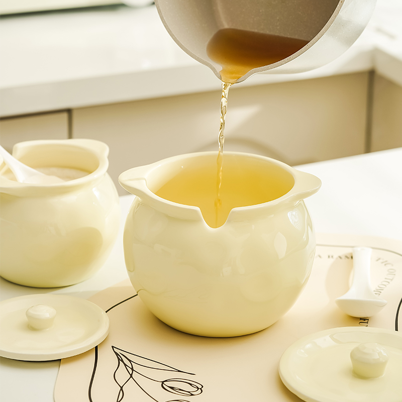 陶瓷猪油罐耐高温凹凸石头纹防滑