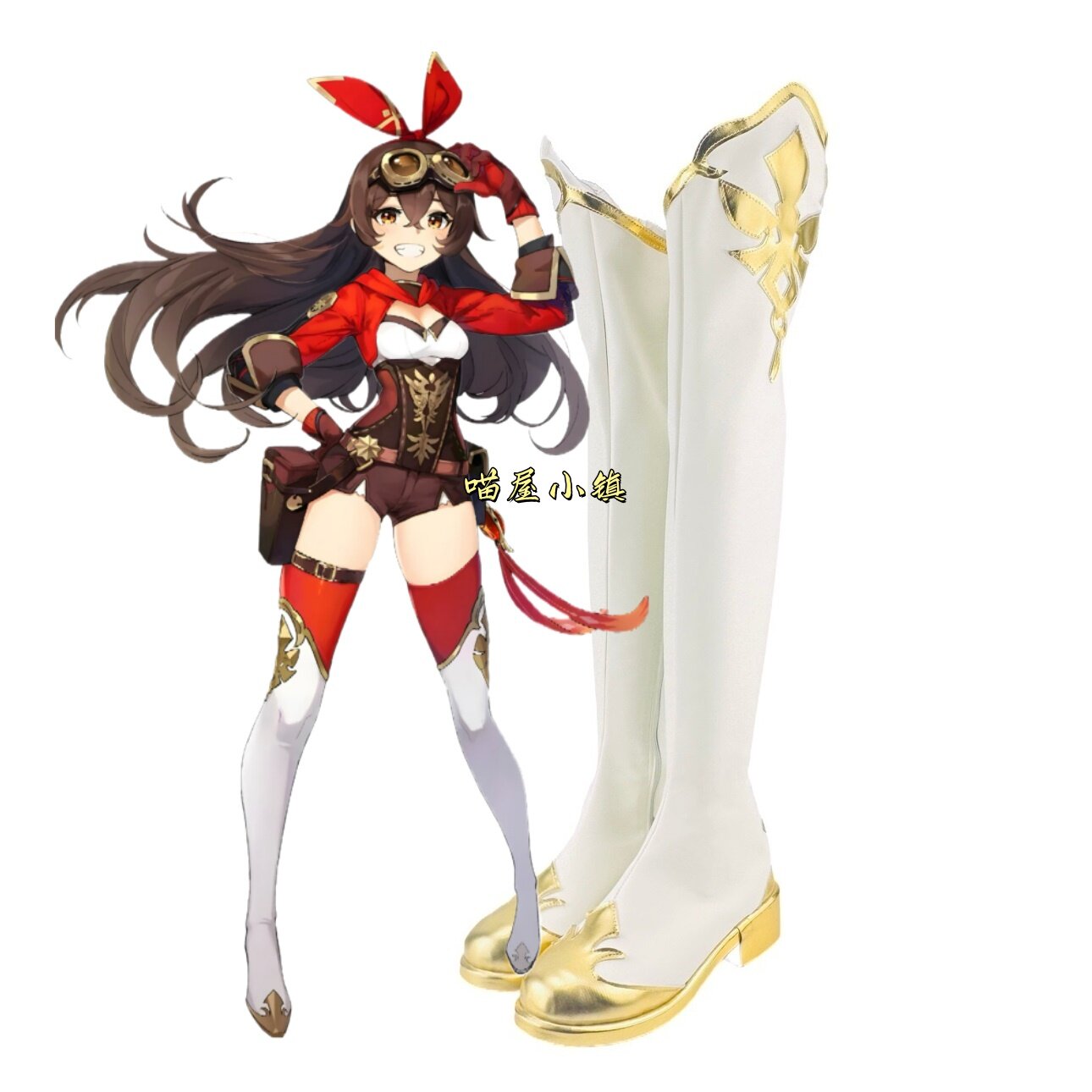 原神安柏cos鞋子定制动漫游戏cosplay鞋增高来图定做图片