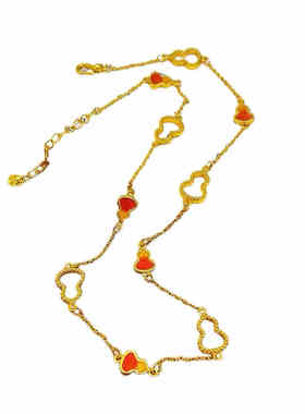 新中式古法珐琅彩渐变镂空葫芦福禄双全锁骨项链 厚镀18k不掉色