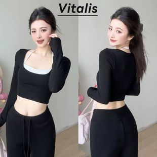 Vitalis瑜伽裤女秋冬宽松直筒运动长裤普拉提服上衣套装阔腿冬天
