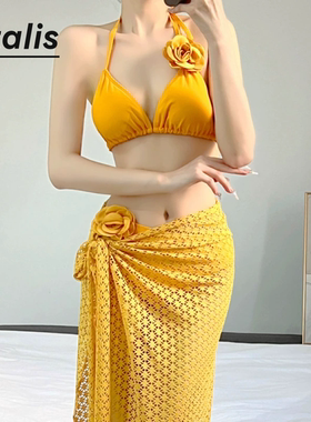 Vitalis比基尼女高级感泳装泰国姜黄色性感显瘦海边温泉度假泳衣