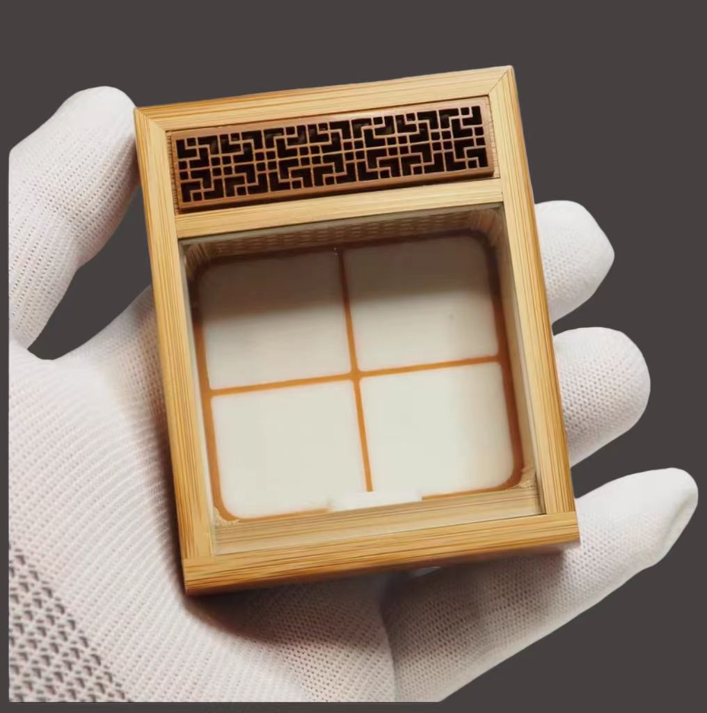 海派虫具毛师傅制老玉竹斑竹梅妃竹嵌防沁牛骨底板 竹蛉盒 黄蛉盒