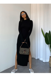 包臀开叉一步裙旗袍裙长裙 修身 2024年春夏新款 圆领莫代尔棉长袖