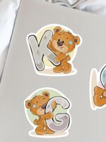 39 Cartoon bear English Pinyin letter and number stickers for children's early education cognitive learning stationery decorative stickers thumbnail 5