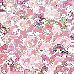 100张可爱美乐蒂贴纸三丽殴贴手账贴画卡通高颜值行李箱水杯壳diy