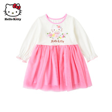 Hello Kitty女童春款女童长袖连衣裙公主裙网纱裙儿童裙子