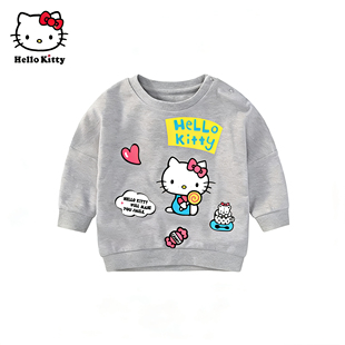 Hello Kitty凯蒂猫卡通印花纯棉卫衣女童圆领长袖上衣