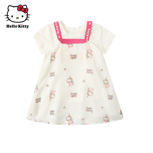 HelloKitty童装夏女童洋装短袖T恤背带裙子两件套连衣裙