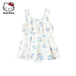 Hello Kitty童装女童夏款连身泳衣儿童休闲无袖泳装泳裙