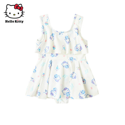 Hello Kitty童装女童夏款连身泳衣儿童休闲无袖泳装泳裙