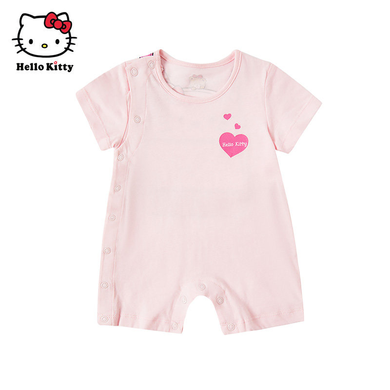 Hello Kitty夏短袖女童连体衣新生儿宝宝纯棉短袖游戏装