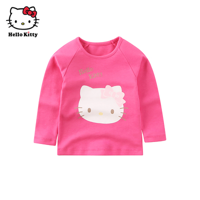 清仓Hello Kitty凯蒂猫棉圆领长袖T恤卡通可爱休闲上衣打底衫