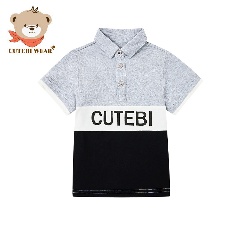 清仓Cutebi Wear儿童短袖纯棉翻领POLO衫男童撞色拼色休闲上衣