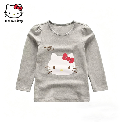 清仓Hello Kitty女童圆领长袖泡泡袖T恤春秋打底衫棉休闲上衣