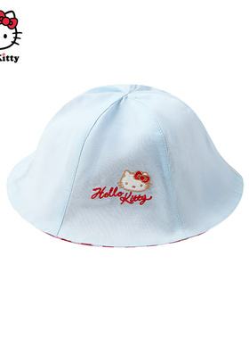 Hello Kitty凯蒂猫儿童渔夫帽春季纯棉女童帽子卡通盆帽