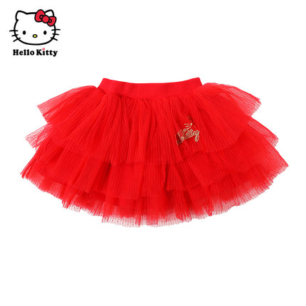 Hello Kitty童装女童春秋网纱裙半身裙子蓬蓬裙舞蹈短裙