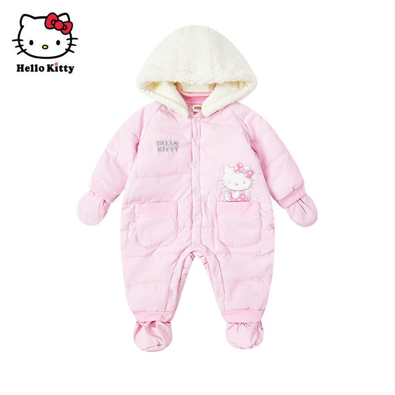 Hello Kitty女童夹棉游戏装冬保暖婴儿连体衣宝宝棉服