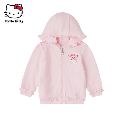 Hello Kitty凯蒂猫童装女童春秋春秋宝宝连帽外套休闲开衫拉链衫