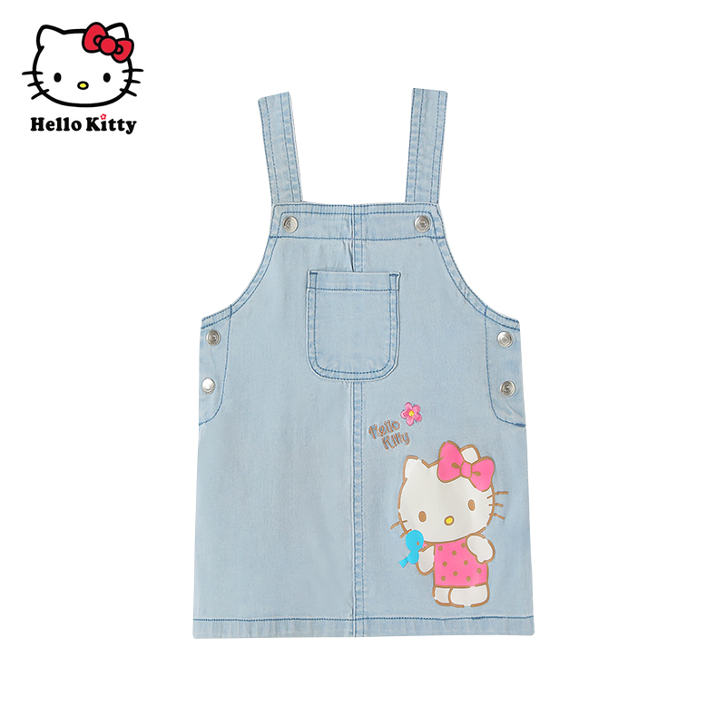 正品春款女童牛仔背带裙