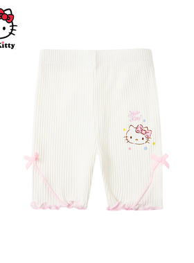 Hello Kitty凯蒂猫夏季可爱弹力裤子卡通五分裤女蝴蝶结休闲中裤