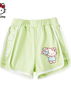 Hello Kitty女童夏纯棉休闲短裤舒适宽松裤子运动短裤丝柔棉