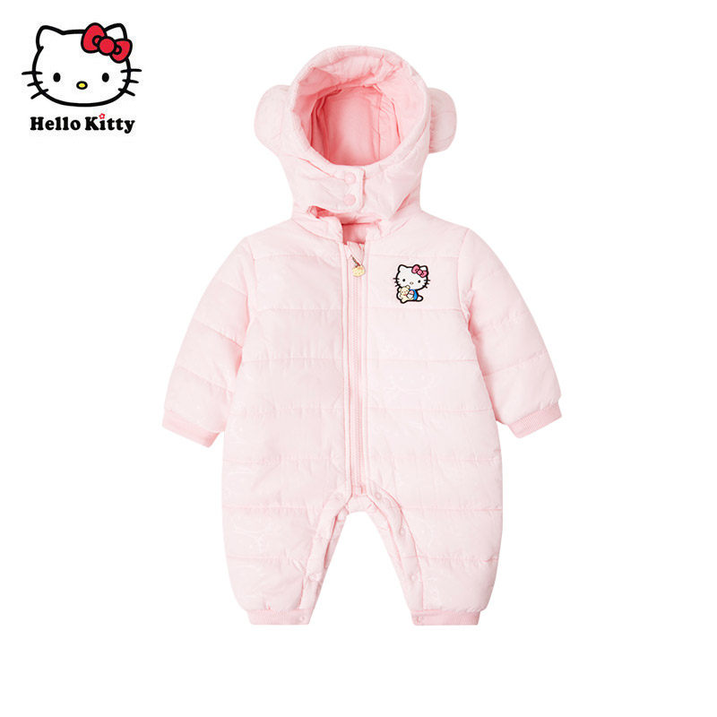 Hello Kitty女童夹棉游戏装冬保暖婴儿连体衣宝宝棉服