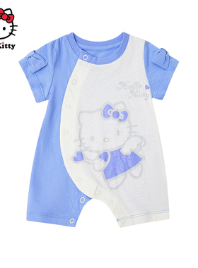 Hello Kitty童装女童夏款纯棉短袖连体衣儿童连身装