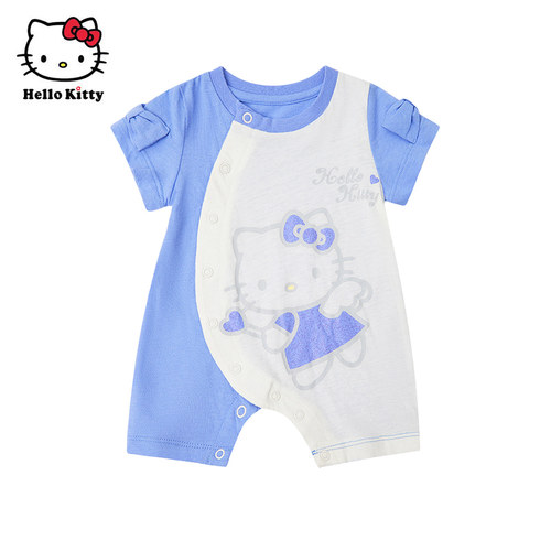 清仓Hello Kitty童装女童夏款纯棉短袖连体衣儿童连身装
