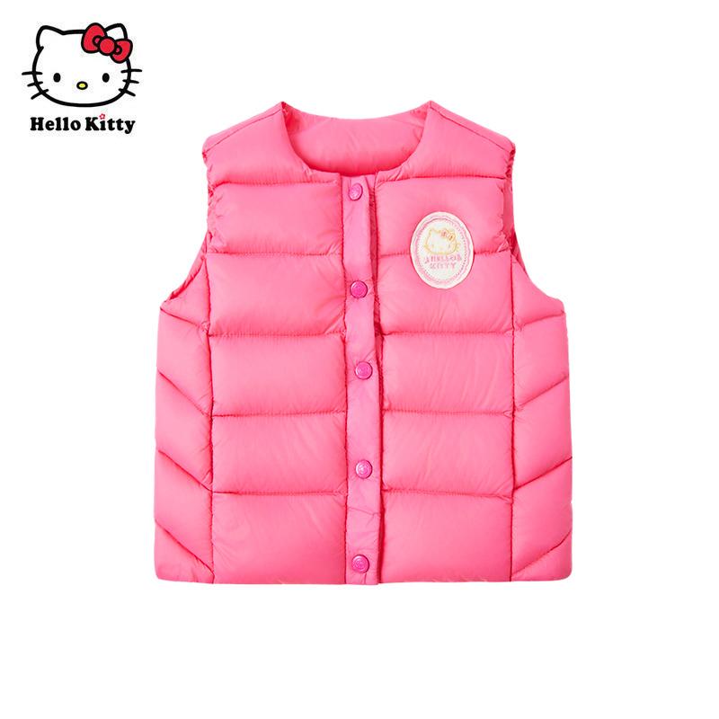 Hello Kitty童装女冬季保暖白鸭绒羽绒背心轻薄羽绒马甲