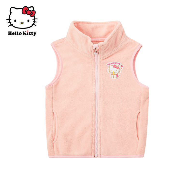 Hello Kitty童装女童秋奥粒绒背心外套儿童休闲马甲