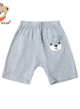 清仓Cutebi Wear男童夏纯棉中裤卡通松紧腰宝宝裤子五分裤哈伦裤