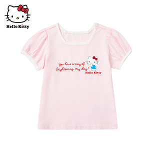 Hello Kitty童装女童夏款棉短袖T恤儿童休闲上衣