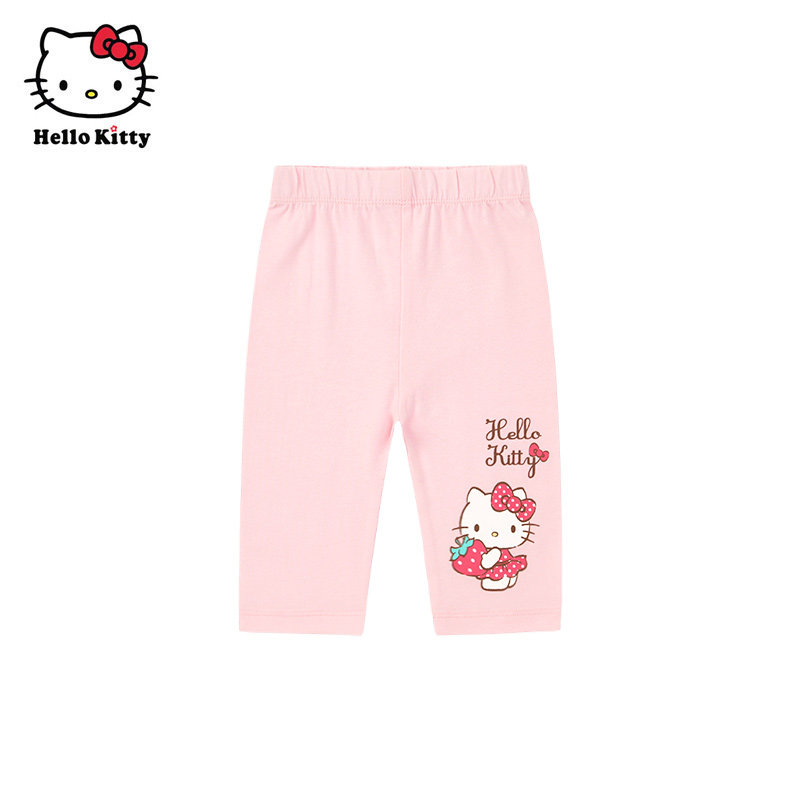 Hello Kitty凯蒂猫童装女童夏季薄款裤子婴幼儿休闲棉七分打底裤