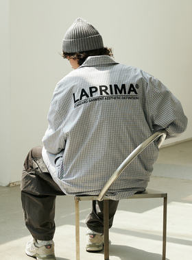 LAPRIMA  LAP PLAID JACKET 梭织格纹植绒廓形教练夹克春秋外套男