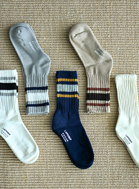 LAPIVIMA STRIPED RETRO SOCKS 条纹复古袜短款毛巾底透气袜子
