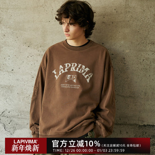 HOODIE NECK logo印花圆领套头卫衣宽松上衣 CREW LAPRIMAPRINTED
