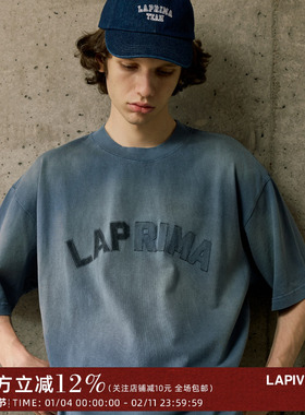 LAPRIMA EMBROIDERED PATCH TEE LAP贴布刺绣重磅水洗做旧T恤短袖