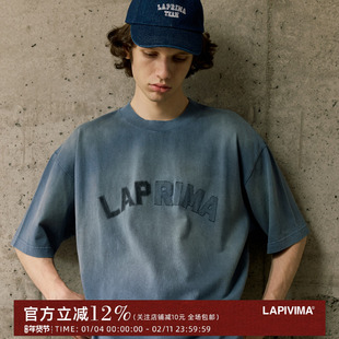 LAPRIMA EMBROIDERED PATCH TEE LAP贴布刺绣重磅水洗做旧T恤短袖