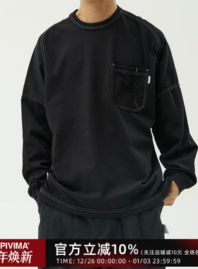 LAPRIMA  LAP DECONSTRUCT SILVADUR LS 拼接长袖新疆纯棉日系T恤