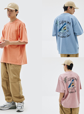 LAPIVIMA  SHARK PRINT LOGO TEE 夏季度假风鲨鱼印花logoT恤短袖