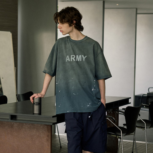 LAPRIMA水洗做旧圆领T恤