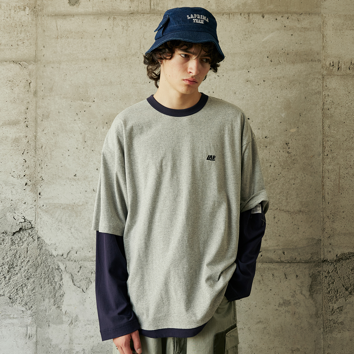 LAPRIMA  LONG SLEEVES BOTH SIDES 假两件双面穿印花长袖T恤情侣