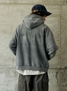 LAPRIMA PRINTED LOOSE HOODIE水洗印花拉绒宽松连帽卫衣复古做旧