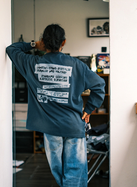 LAPRIMA  LOOSE CREW NECK 日系复古水洗宽松小领口长袖上衣T恤秋