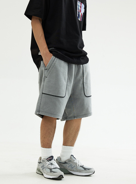 LAPRIMA PIGMENT DYE SHORTS碧纹染做旧磨破五分裤水洗松紧卫裤